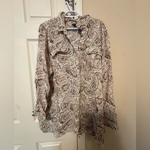 New Directions Abstract Print Shirt - Brown and Cream